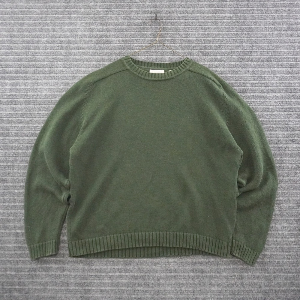 Vintage St. John's Bay Sweater Mens XL Green Cotton Crewneck Heavy Knit